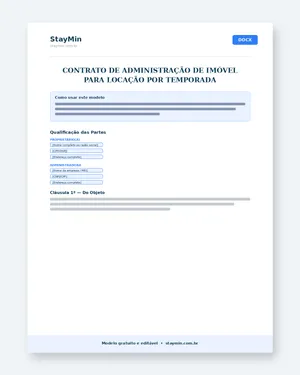 Prévia: Contrato de Administração de Imóvel para Temporada