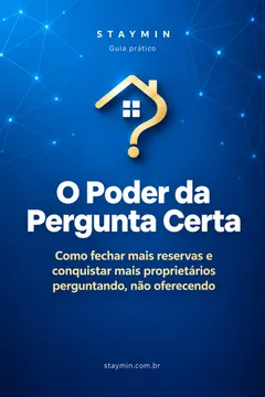 Capa do guia O Poder da Pergunta Certa, com um ícone de casa terminando em ponto de interrogação dourado sobre fundo azul